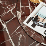 デザイナーズ 大理石センターテーブル 深紅マーブル×金属脚 ラグジュアリーモダン 丸ローテーブル120cm jrjj-8617