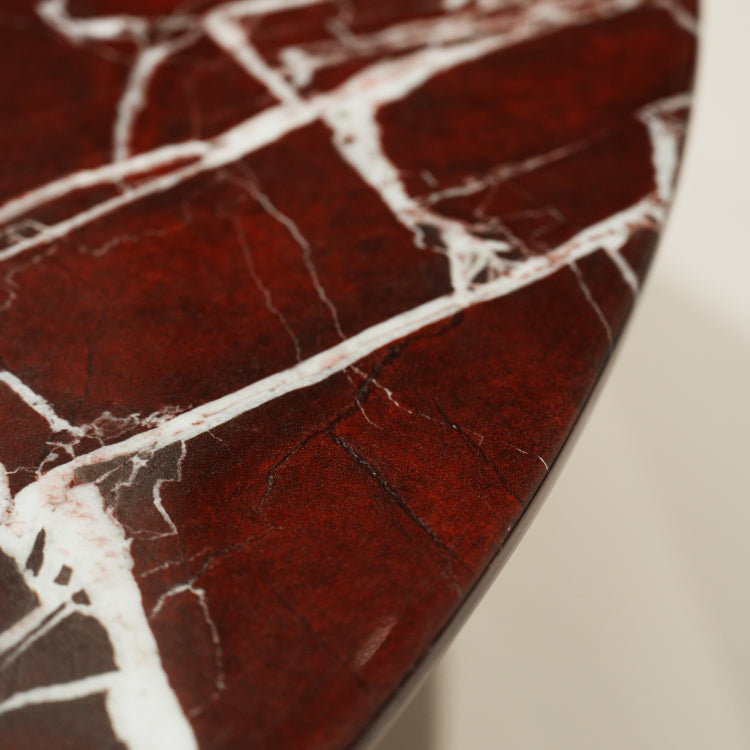 デザイナーズ 大理石センターテーブル 深紅マーブル×金属脚 ラグジュアリーモダン 丸ローテーブル120cm jrjj-8617