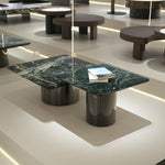 デザイナーズ 大理石ローテーブル 高級グリーンストーン モダンラグジュアリー センターテーブル80cm jrjj-8506