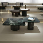 デザイナーズ 大理石ローテーブル 高級グリーンストーン モダンラグジュアリー センターテーブル80cm jrjj-8506