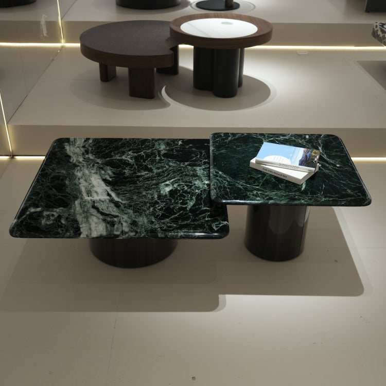 デザイナーズ 大理石ローテーブル 高級グリーンストーン モダンラグジュアリー センターテーブル80cm jrjj-8506