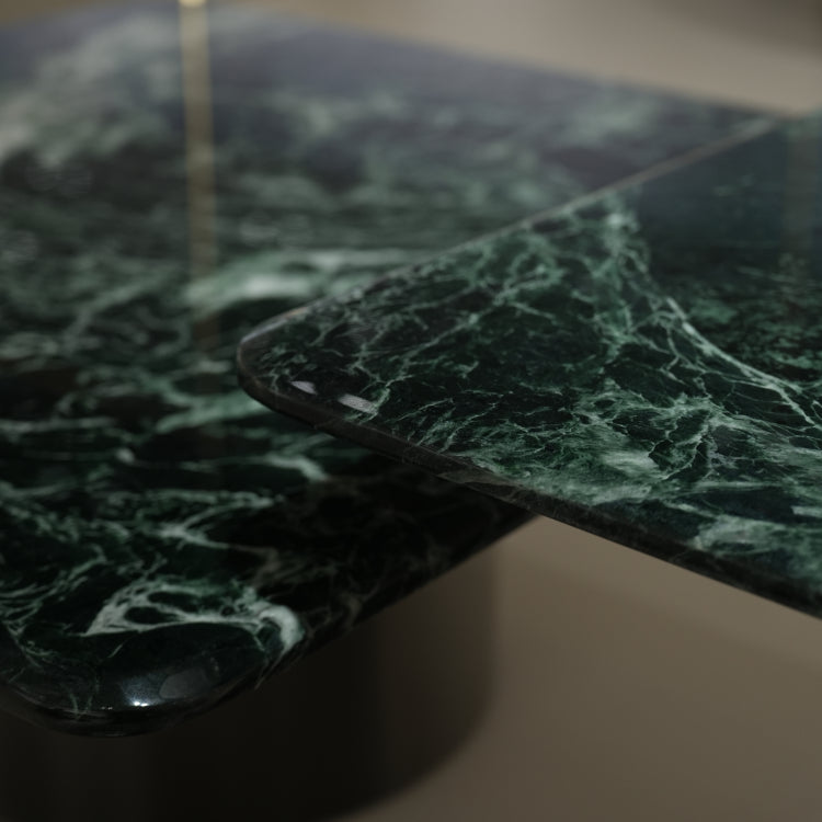 デザイナーズ 大理石ローテーブル 高級グリーンストーン モダンラグジュアリー センターテーブル80cm jrjj-8506