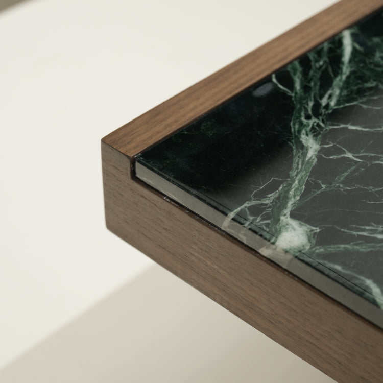 デザイナーズ 大理石ローテーブル ウォールナット×グリーンストーン 高級モダンセンターテーブル135cm×75cm jrjj-8535