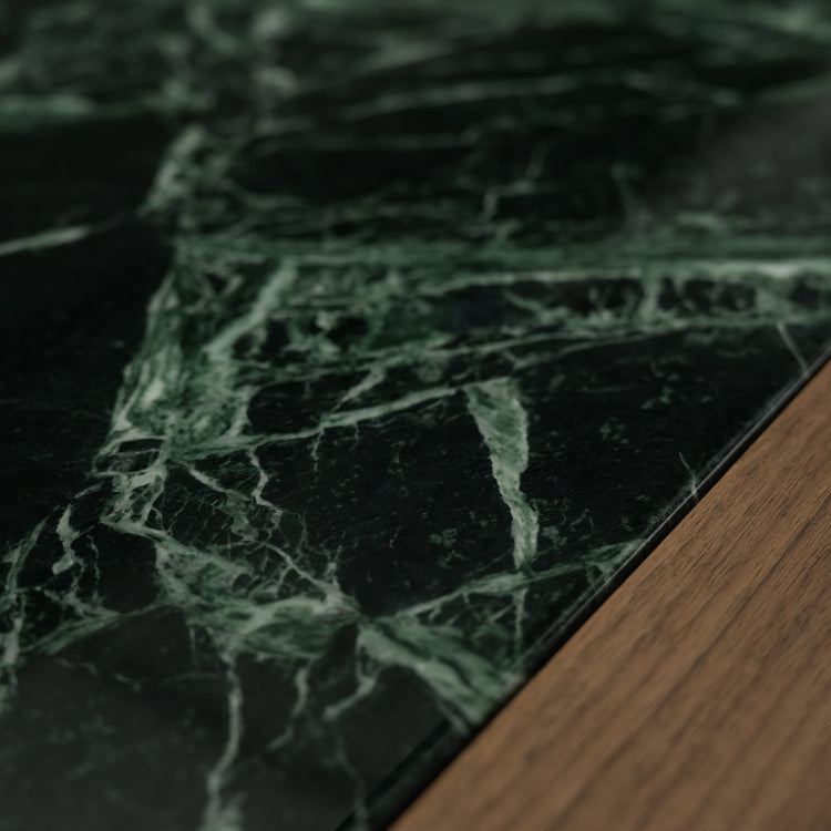 デザイナーズ 大理石ローテーブル ウォールナット×グリーンストーン 高級モダンセンターテーブル135cm×75cm jrjj-8535
