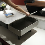 デザイナーズ 収納ローテーブル 微結晶ガラス天板 センターテーブル モダンラグジュアリー ホワイト×グレーカラー 130cm×70cm jrjj-8518