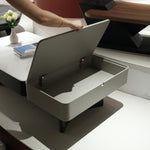 デザイナーズ 収納ローテーブル 微結晶ガラス天板 センターテーブル モダンラグジュアリー ホワイト×グレーカラー 130cm×70cm jrjj-8518