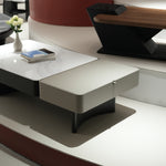 デザイナーズ 収納ローテーブル 微結晶ガラス天板 センターテーブル モダンラグジュアリー ホワイト×グレーカラー 130cm×70cm jrjj-8518