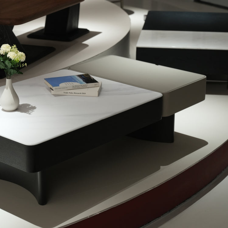 デザイナーズ 収納ローテーブル 微結晶ガラス天板 センターテーブル モダンラグジュアリー ホワイト×グレーカラー 130cm×70cm jrjj-8518