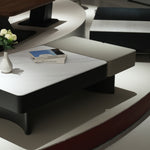 デザイナーズ 収納ローテーブル 微結晶ガラス天板 センターテーブル モダンラグジュアリー ホワイト×グレーカラー 130cm×70cm jrjj-8518