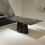 ラグジュアリー 天然大理石ダイニングテーブル 星空模様天板 高級モダンインテリア ブラックマーブル 食卓?リビング兼用 220cm×100cmjrjj-6605