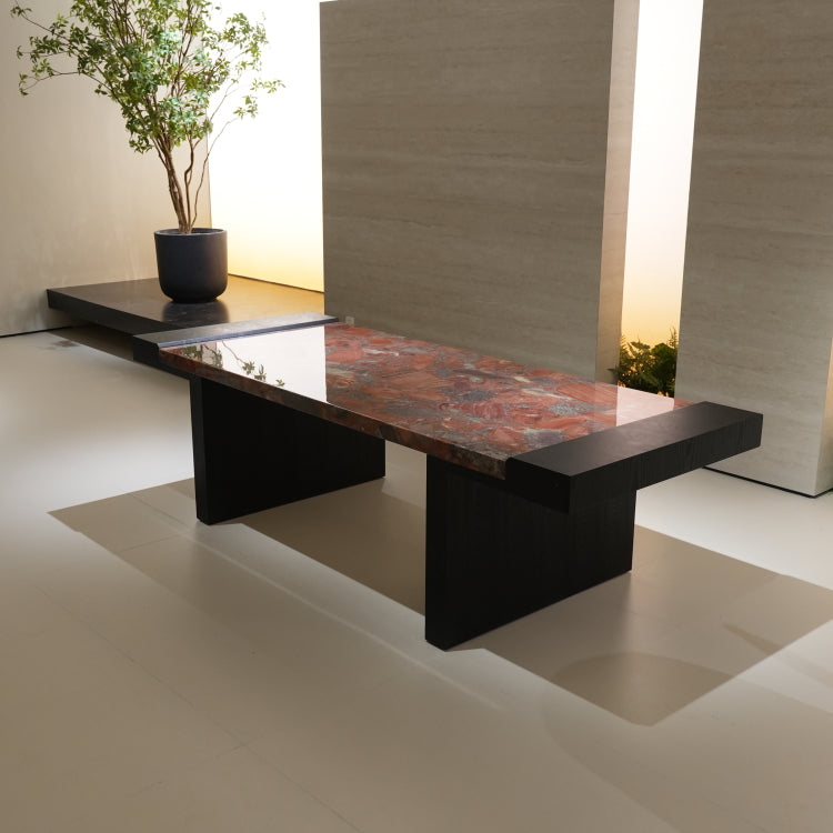 ラグジュアリー 天然大理石ダイニングテーブル ベトナレッド天板 高級レッドマーブル モダンインテリア リビング?ダイニング兼用 260cm×100cm jrjj-6786