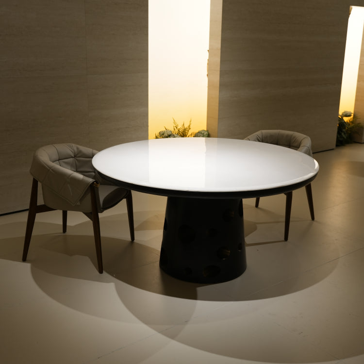 ラグジュアリー 天然大理石ダイニングテーブル シンフェンディホワイト天板 円形ホワイトマーブル 高級モダンインテリア150cm jrjj-6668