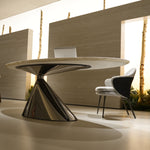 天然大理石ダイニングテーブルアイスホワイトマーブル オーバルテーブル 高級モダンデザイン オフィス?リビング兼用220cm×100cmjrjj-6622