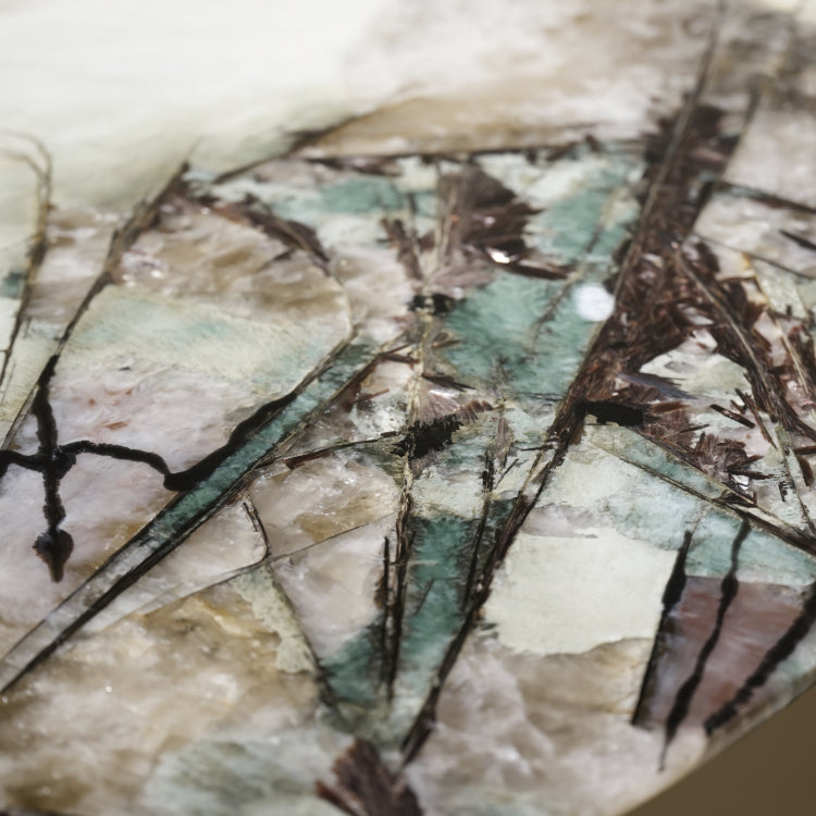 ラグジュアリー 天然大理石ダイニングテーブル ブルー調天板 円形ホワイトマーブル 高級モダンインテリアデザイン180cm jrjj-6623