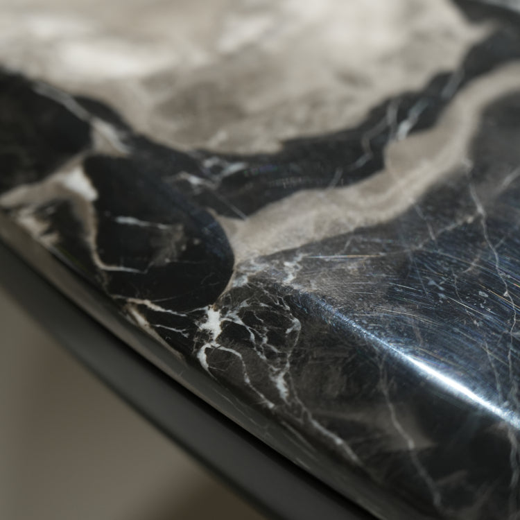 ラグジュアリー 天然大理石ダイニングテーブル ブルーブラック調天板 円形ブラックマーブル 高級モダンインテリア180cmjrjj-6809