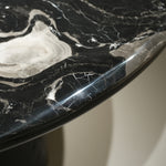 ラグジュアリー 天然大理石ダイニングテーブル ブルーブラック調天板 円形ブラックマーブル 高級モダンインテリア180cmjrjj-6809