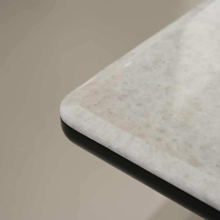 ラグジュアリー 天然大理石ダイニングテーブル ホワイトクリスタル調天板 高級モダンインテリア ブラックベースデザイン180cmjrjj-A35