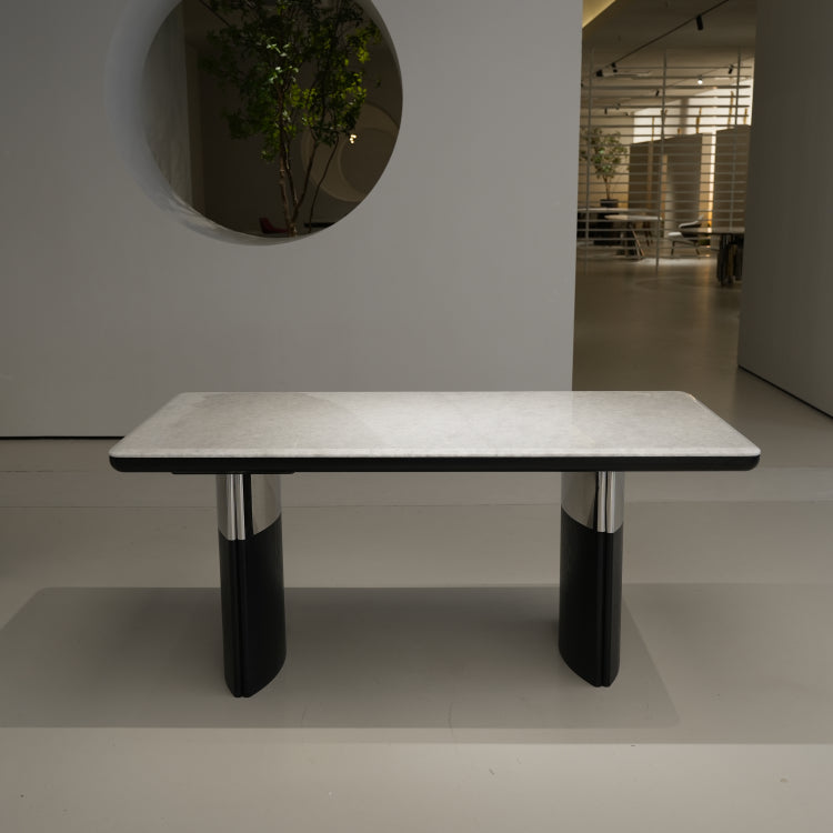 ラグジュアリー 天然大理石ダイニングテーブル ホワイトクリスタル調天板 高級モダンインテリア ブラックベースデザイン180cmjrjj-A35