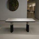 ラグジュアリー 天然大理石ダイニングテーブル ホワイトクリスタル調天板 高級モダンインテリア ブラックベースデザイン180cmjrjj-A35