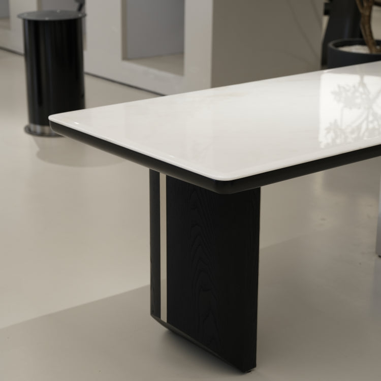 ラグジュアリー 天然大理石ダイニングテーブル フェンディホワイト調天板 高級モダンインテリア ダイニングデザイン180cm 250cm jrjj-6801