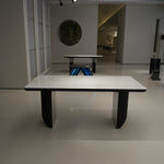 ラグジュアリー 天然大理石ダイニングテーブル フェンディホワイト調天板 高級モダンインテリア ダイニングデザイン180cm 250cm jrjj-6801