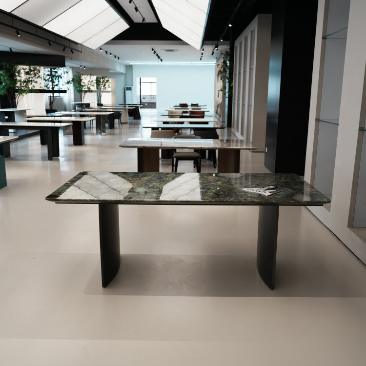 ラグジュアリー 天然大理石ダイニングテーブル エメラルドグリーン調天板 高級モダンインテリア デザイナーズダイニング200cm×100cm jrjj-6389