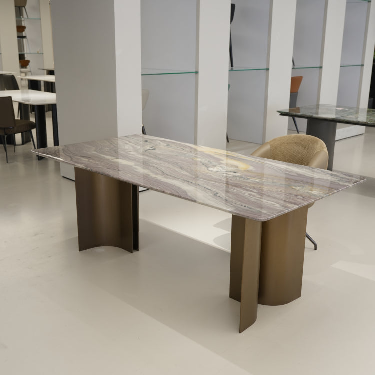 ラグジュアリー 天然大理石ダイニングテーブル パープルグレー調天板 高級モダンインテリア デザイナーズダイニング200cm×100cm jrjj-6636