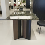 ラグジュアリー 天然大理石テーブル ダイニングテーブル ブルーグリーン調天板 高級モダンインテリア デザイナーズダイニング180cm×90cm jrjj-6765