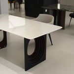 ラグジュアリー 天然大理石テーブル ダイニングテーブル ホワイトアイス調天板 高級モダンインテリア デザイナーズダイニング180cm×90cm jrjj-A53