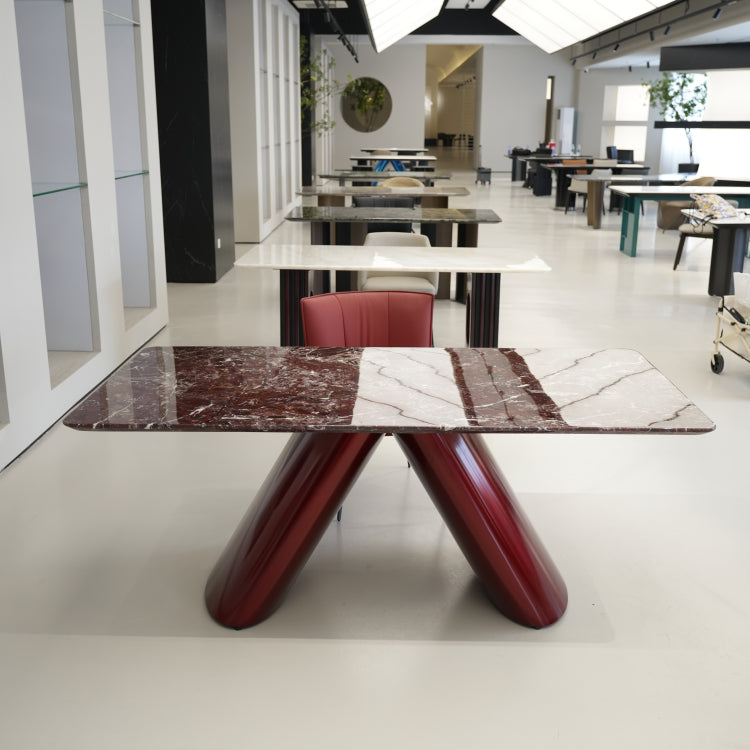 ラグジュアリー 天然大理石テーブル ダイニングテーブル パープルレッド調天板 高級モダンインテリア デザイナーズダイニング180cm×90cm jrjj-6694