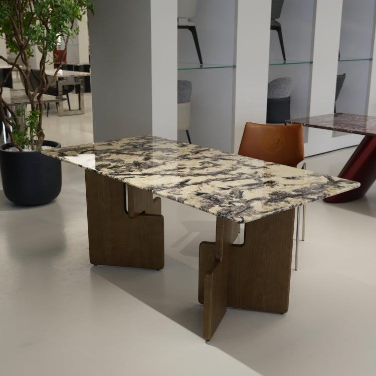 ラグジュアリー 天然大理石テーブル ダイニングテーブル ホワイト×グレー調天板 高級ナチュラルモダン デザイナーズダイニング180cm×90cm jrjj-A11