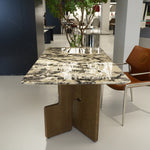 ラグジュアリー 天然大理石テーブル ダイニングテーブル ホワイト×グレー調天板 高級ナチュラルモダン デザイナーズダイニング180cm×90cm jrjj-A11