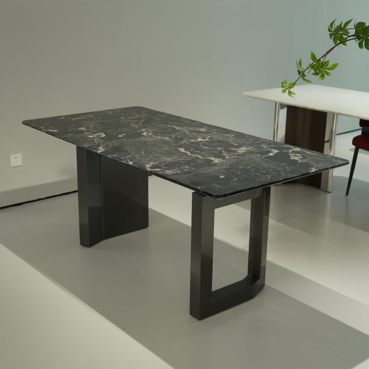 ラグジュアリー 天然大理石テーブル 黒×ゴールド調 ダイニングテーブル 高級モノトーンモダン デザイナーズダイニング180cm 160cm jrjj-6145