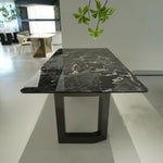 ラグジュアリー 天然大理石テーブル 黒×ゴールド調 ダイニングテーブル 高級モノトーンモダン デザイナーズダイニング180cm 160cm jrjj-6145