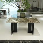 ラグジュアリー 天然大理石テーブル グリーンマーブル調 ダイニングテーブル 高級ナチュラルモダン デザイナーズダイニング180cm×90cm jrjj-A13