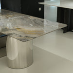 天然大理石 ヴェネチアブラウン マーブルテーブル ダイニングテーブル 高級モダンデザイン ステンレス脚 ラグジュアリー家具180cm×90cm jrjj-6739