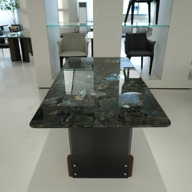 ラグジュアリー 天然大理石テーブル ダイニングテーブル プラチナグリーン調 高級デザイナーズダイニング アートモダン家具180cm×90cm jrjj-A06
