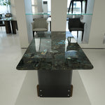 ラグジュアリー 天然大理石テーブル ダイニングテーブル プラチナグリーン調 高級デザイナーズダイニング アートモダン家具180cm×90cm jrjj-A06