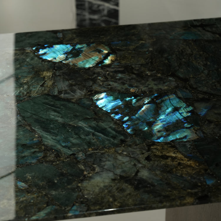 ラグジュアリー 天然大理石テーブル ダイニングテーブル プラチナグリーン調 高級デザイナーズダイニング アートモダン家具180cm×90cm jrjj-A06