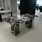 ラグジュアリー 天然大理石テーブル ダイニングテーブル ブラックマーブル調 高級デザイナーズダイニング モダンインテリア180cm×90cm jrjj-6688