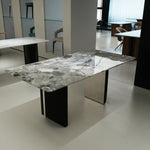 ラグジュアリー 天然大理石ダイニングテーブル フェンディホワイト調天板 高級モダンインテリア ダイニングデザイン180cm 250cm jrjj-6801