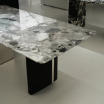 ラグジュアリー 天然大理石ダイニングテーブル フェンディホワイト調天板 高級モダンインテリア ダイニングデザイン180cm 250cm jrjj-6801
