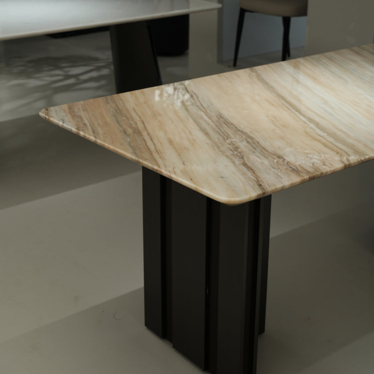 ラグジュアリー 天然大理石テーブル ブルーゴールド調 高級デザイナーズ モダンインテリア ダイニングテーブル180cm×90cm jrjj-6697