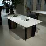 ラグジュアリー 天然大理石テーブル ダイニングテーブル ホワイトマーブル調 高級デザイナーズ家具 モダンインテリア180cm×90cm jrjj-6715