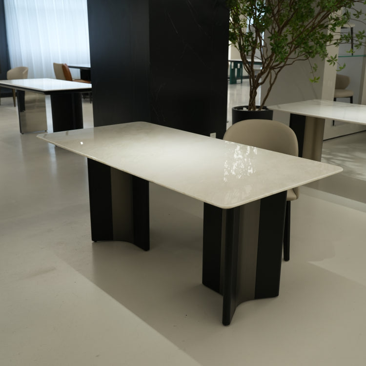 ラグジュアリー 天然大理石テーブル ダイニングテーブル ホワイトストーン調 高級デザイナーズ モダンインテリア180cm 140cm jrjj-6696