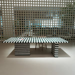 ラグジュアリー モダンデザイン ダイニングテーブル 大理石ストライプテーブル グリーンマーブル調 高級デザイナーズインテリア264cm×110cm jrjj-6789