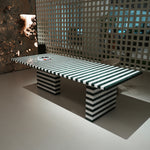 ラグジュアリー モダンデザイン ダイニングテーブル 大理石ストライプテーブル グリーンマーブル調 高級デザイナーズインテリア264cm×110cm jrjj-6789