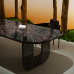 ラグジュアリー 天然大理石テーブル ダイニングテーブル ボルドーレッド調 大厚底板デザイン 高級デザイナーズ家具280cm×115cm jrjj-6751