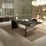 ラグジュアリー 天然大理石ダイニングテーブル フェンディホワイト調天板 高級モダンインテリア ダイニングデザイン180cm 250cm jrjj-6801