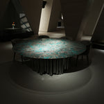 デザイナーズ 天然大理石円卓 アマゾングリーン調 高級モダンリビングテーブル ナチュラルエレガンス jrjj-6691